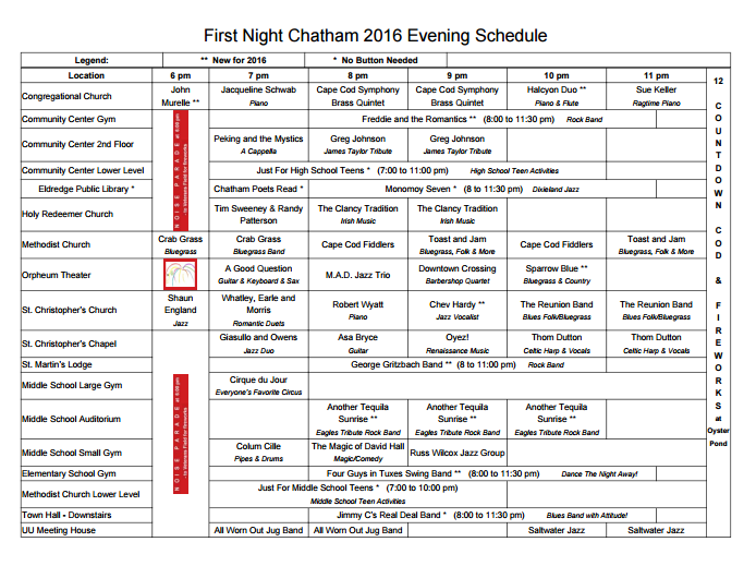 First Night Chatham New Year Eve 20152016 Cape Cod Family Fun Guide