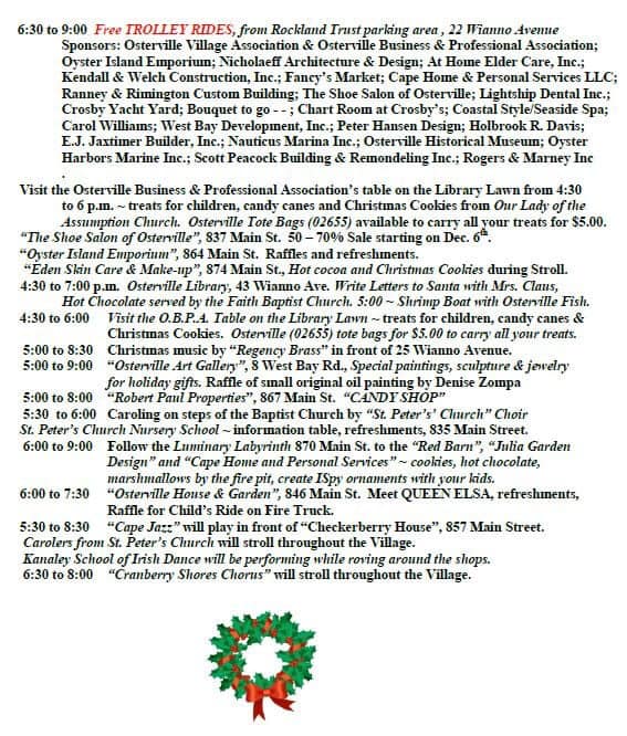 Osterville Christmas Open House & Stroll 2019 Cape Cod Family Fun Guide