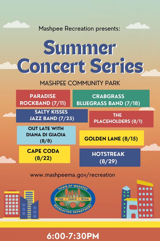 Free Tuesday Night Summer Concerts 2023 in Mashpee MA Cape Cod Family