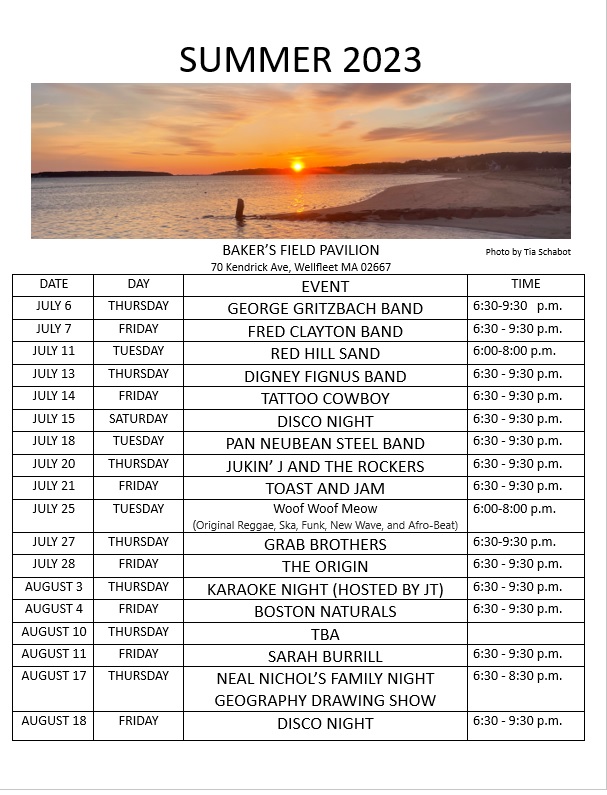 Wellfleet Free Summer Concerts 2023 Cape Cod Family Fun Guide